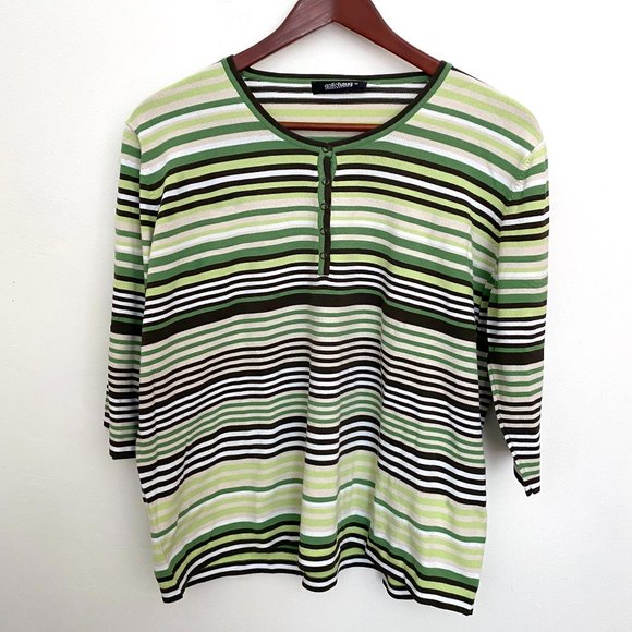 NWOT Green Stripe German Designer Sweater - Picture 1 of 9